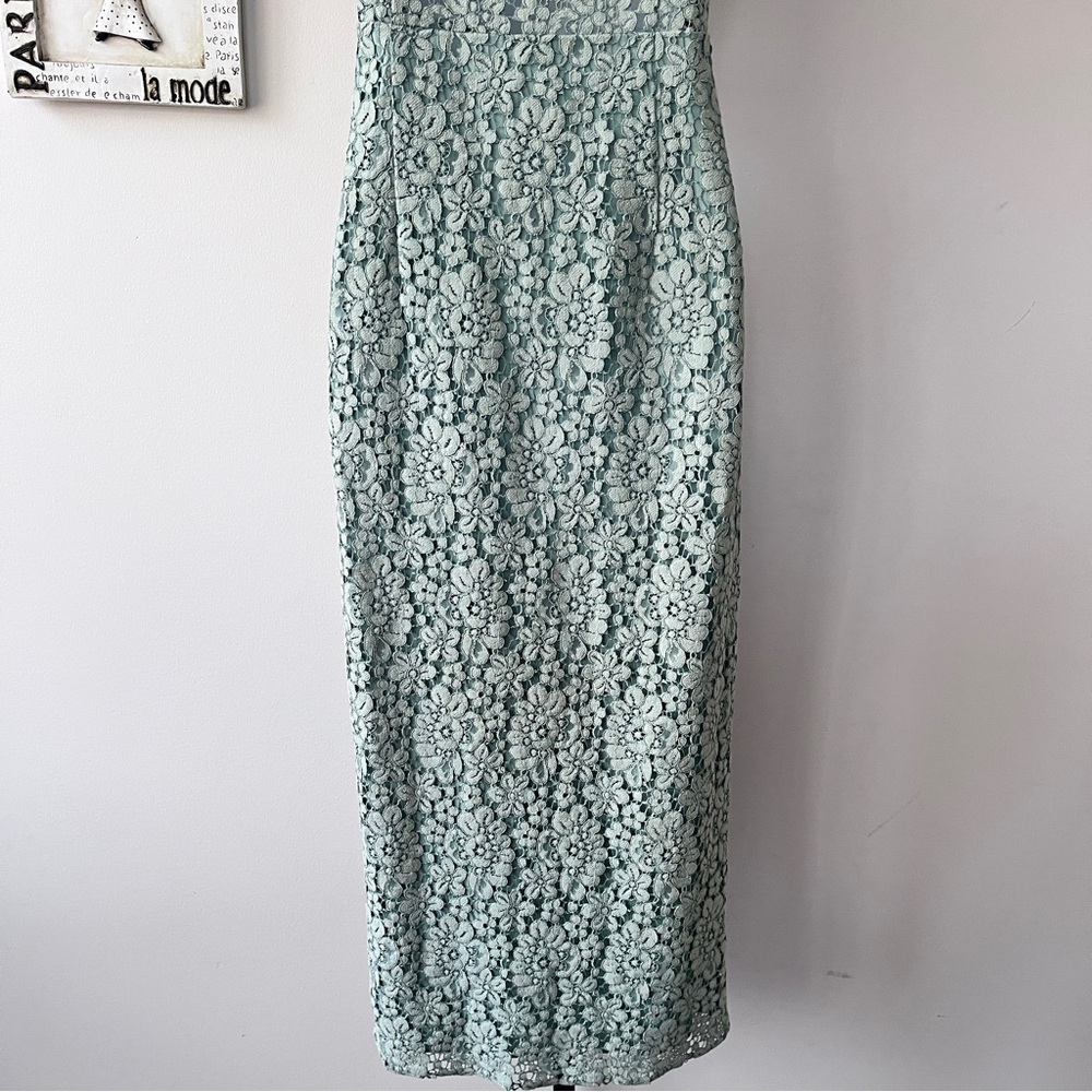 Zara Green Romantic Fairycore Feminine Lace Coquette Wedding Guest Midi Dress M - Picture 12 of 14